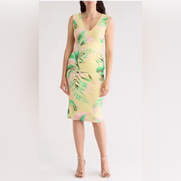 AFRM Los Angeles Floral yellow tropical print Sleeveless Dress Sz XS, nwt, 017 - Picture 1 of 3